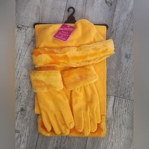 Ultra Lite Warm Stylish 3pc Mustard Yellow Scarf, Hat, and Glove Set